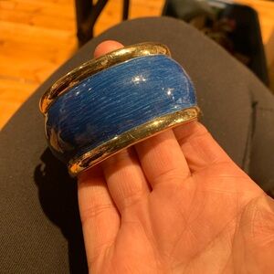 Blue and Gold Bangle Bracelet